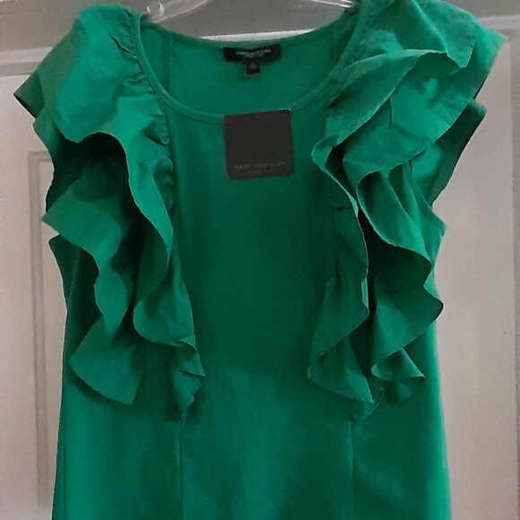 MARC NEW YORK Double Ruffle Top, Jellybean Green, Size L - Picture 1 of 6